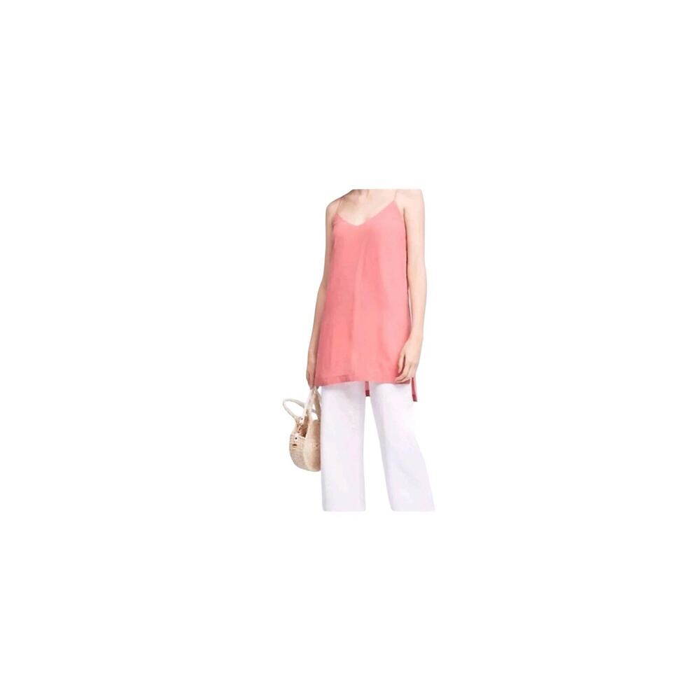 Anthropologie Y2K Women’s XS 0 Meret Pink Silk Top Criss Cross Back Silk Flowy‎